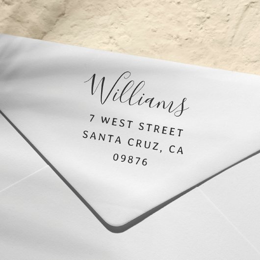 Tampon Auto-encreur Nom de famille de script simple Adresse de retour