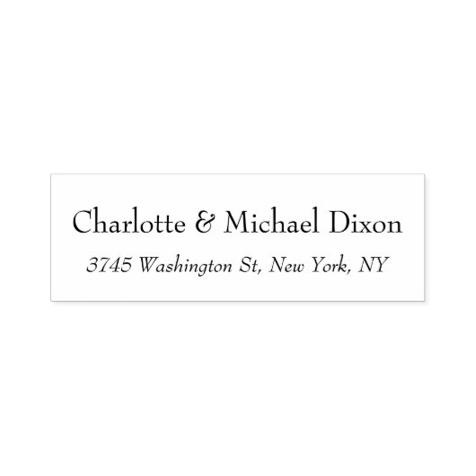 Tampon Auto-encreur Nom de famille élégant classique noir et blanc (Design)