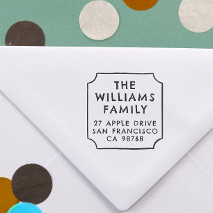 Tampon Auto-encreur Nom de famille en gras et adresse de retour du cad