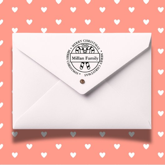 Tampon Auto-encreur Nom de famille Joyeux Noël Chaussettes thème