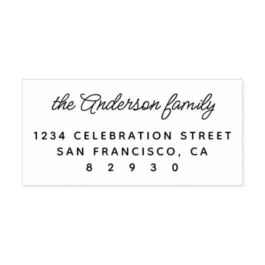 Tampon Auto-encreur Nom de famille minimal moderne Script Adresse de r (Design)