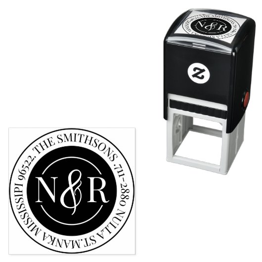 Tampon Auto-encreur Nom de famille monogramme Déclaration Circulaire d (En situation)