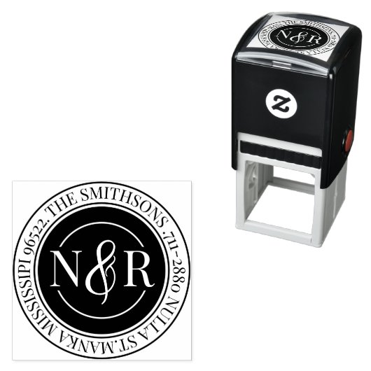 Tampon Auto-encreur Nom de famille monogramme Déclaration Circulaire d (En situation)