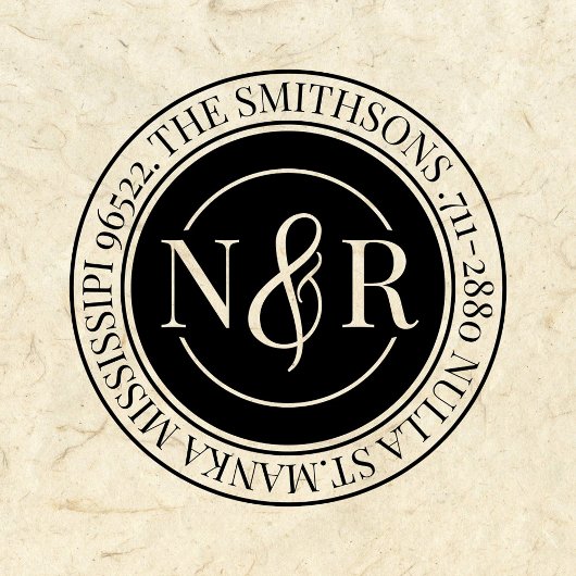 Tampon Auto-encreur Nom de famille monogramme Déclaration Circulaire d