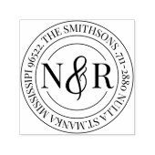 Tampon Auto-encreur Nom de famille monogramme Déclaration Circulaire d (Design)