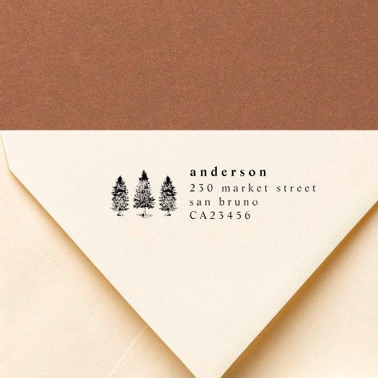 Tampon Auto-encreur Nom de famille officiel et Pine Trees Adresse de r