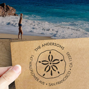 Tampon Auto-encreur Nom de famille personnalisé Sand Dollar Adresse de