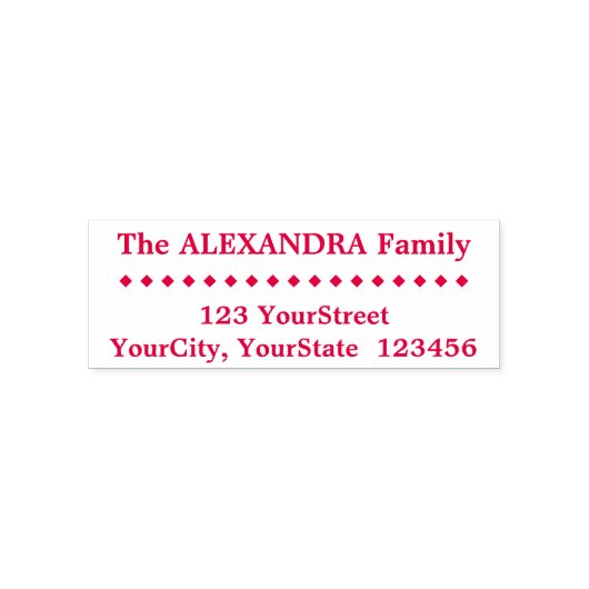 Tampon Auto-encreur Nom de famille simple, adresse, forme diamant (Design)
