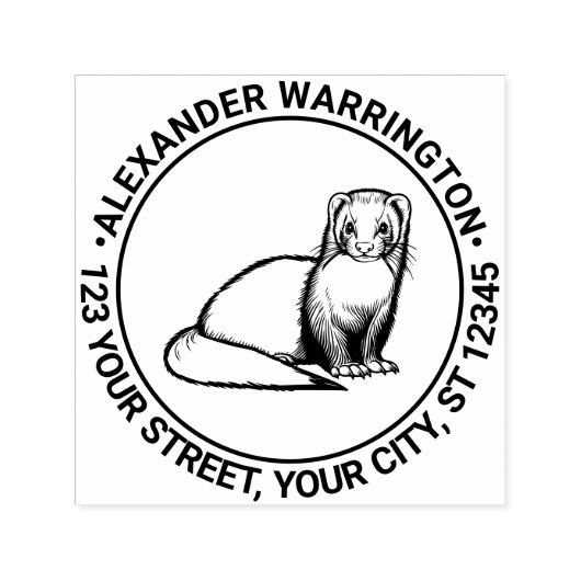 Tampon Auto-encreur Nom de furet mignon Adresse de retour (Design)