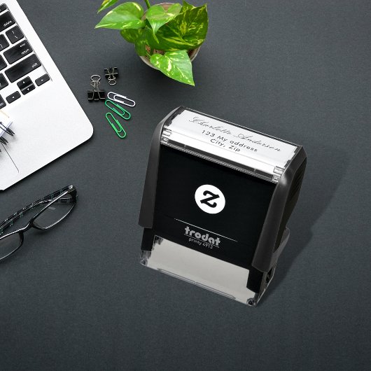 Tampon Auto-encreur Nom de l'élégante script de l'adresse de retour