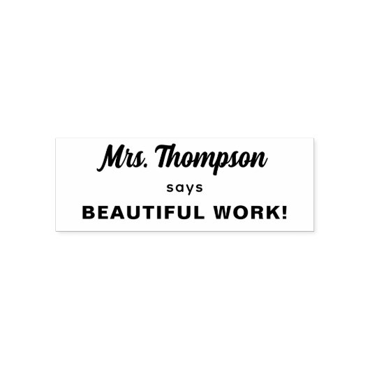 Tampon Auto-encreur Nom de l'enseignant personnalisé Beau travail! (Design)