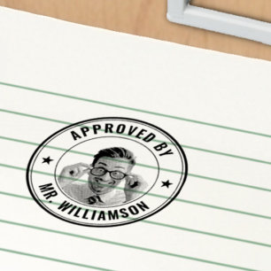 Tampon Auto-encreur Nom de l'enseignant sur mesure Funny Visage Approb