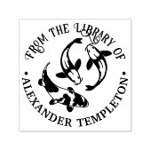 Tampon Auto-encreur Nom de livre de bibliothèque de poisson Carpe Koï (Design)