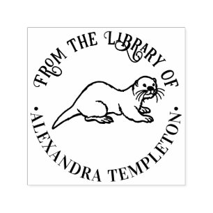 Tampon Auto-encreur Nom de livre rond de loutre de mer mignon
