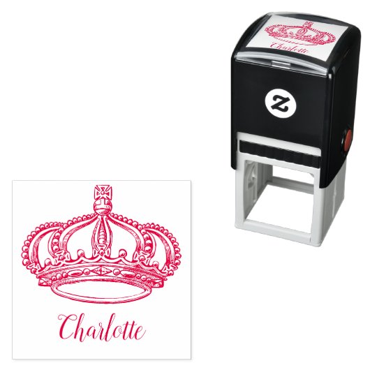 Tampon Auto-encreur Nom de script cursif personnalisé et Couronne (En situation)