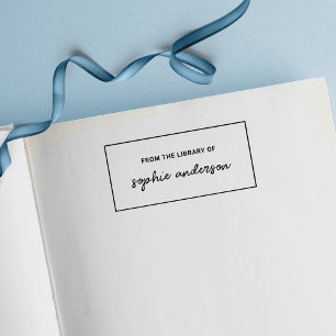 Tampon Auto-encreur Nom De Script Design De Bordure De La Bibliothèque