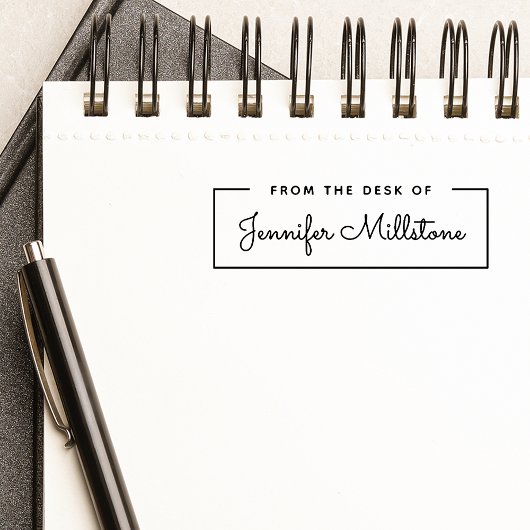 Tampon Auto-encreur Nom de script simple depuis le bureau