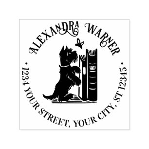 Tampon Auto-encreur Nom Du Chien Et Du Papillon De Cute Adresse De Ret