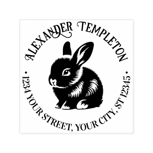 Tampon Auto-encreur Nom du lapin lapin mignon Adresse de retour #1P (Design)
