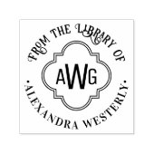 Tampon Auto-encreur Nom du livre de la bibliothèque initiale à quatre (Design)