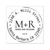 Tampon Auto-encreur Nom du marié monogramme mariage adresse (Design)