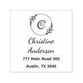 Tampon Auto-encreur Nom du monogramme Adresse de retour Verdure couron (Design)