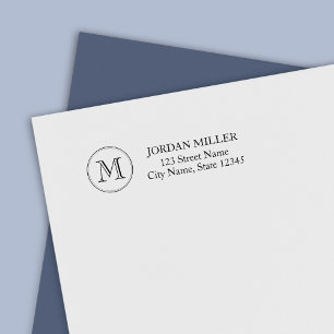 Tampon Auto-encreur Nom du monogramme de bordure ronde classique Adres