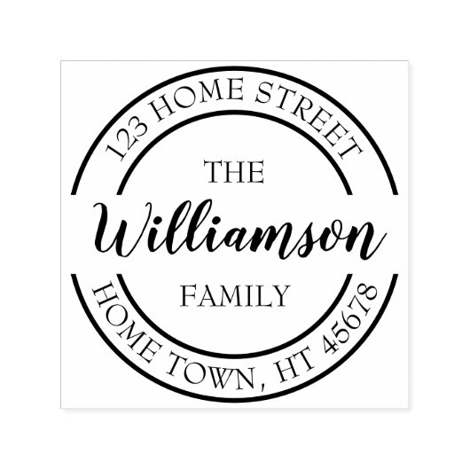 Tampon Auto-encreur Nom du script Adresse de retour circulaire (Design)