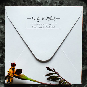 Tampon Auto-encreur Nom du script d'adresse de retour Monogramme éléga