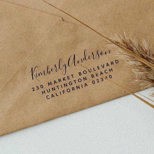 Tampon Auto-encreur Nom du script et adresse de retour simple