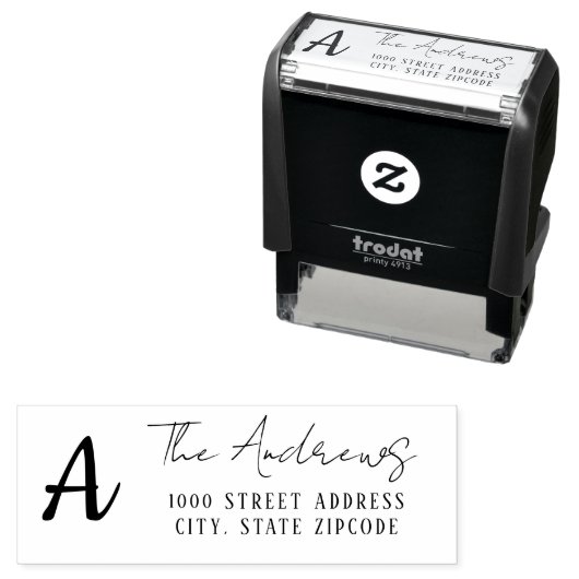 Tampon Auto-encreur Nom du script initial du monogramme (En situation)