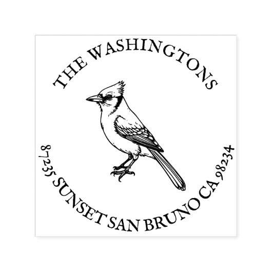 Tampon Auto-encreur Nom du timbre de l'adresse de retour de Blue Jay p (Design)