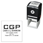 Tampon Auto-encreur Nom Élégant Simple Adresse de Retour Initiales Gra (En situation)