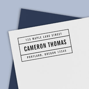 Tampon Auto-encreur Nom en gras ordonné moderne Adresse de retour