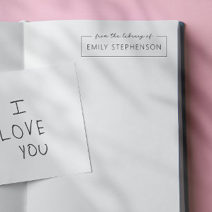 Tampon Auto-encreur Nom encadré, De la bibliothèque de timbre de livre