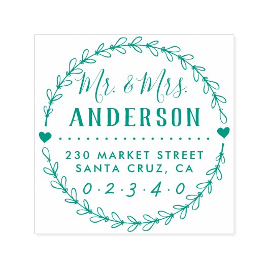 Tampon Auto-encreur Nom et adresse de retour du script de Mariage rust (Design)