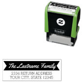 Tampon Auto-encreur Nom et adresse de retour rétroactifs avec bannière (En situation)