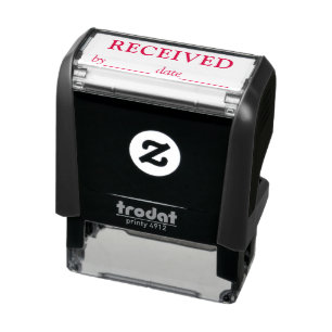 Tampon Auto-encreur Nom et date reçus Black Red Ink Business