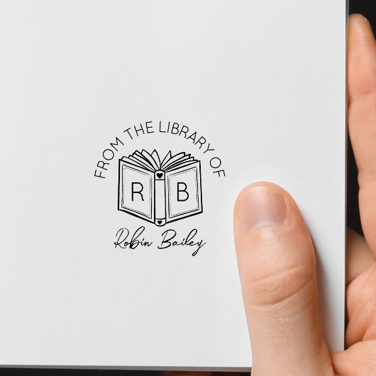 Tampon Auto-encreur Nom et initiales de la bibliothèque personnelle Pl