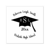 Tampon Auto-encreur Nom Et Monogramme Script Graduation Cap Classe De (Design)