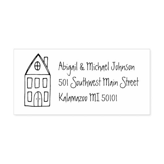 Tampon Auto-encreur Nom et timbre d'adresse de la maison à main mignon (Design)