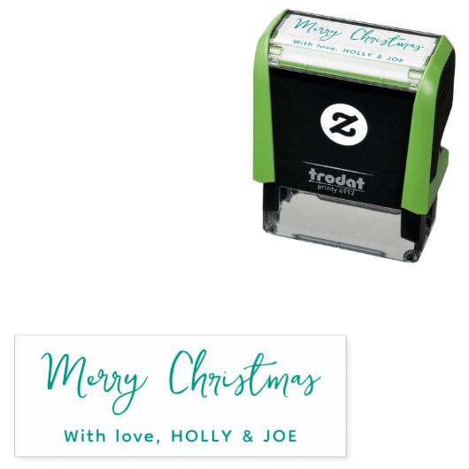 Tampon Auto-encreur Nom Joyeux Noël en script moderne vert (En situation)