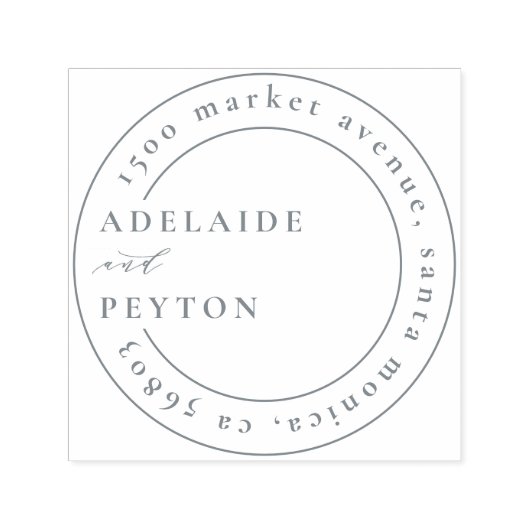 Tampon Auto-encreur Nom Mariage classique et adresse de retour ronde (Design)