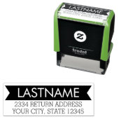 Tampon Auto-encreur Nom moderne et adresse de retour avec bannière (En situation)