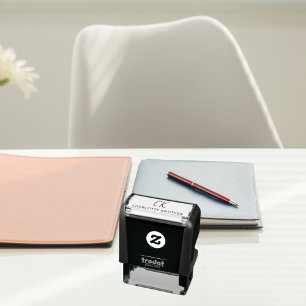 Tampon Auto-encreur Nom monogramme initiales entreprise