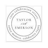 Tampon Auto-encreur Nom officiel du Mariage et adresse de retour ronde (Design)