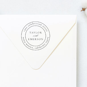 Tampon Auto-encreur Nom officiel du Mariage et adresse de retour ronde