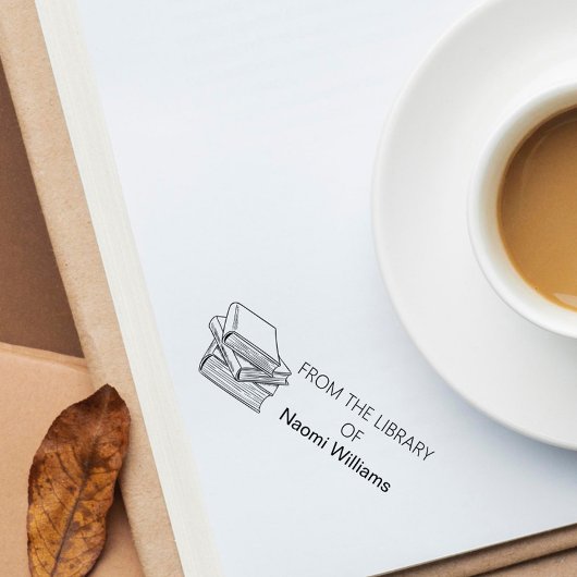 Tampon Auto-encreur Nom Personnalisé Classique De La Bibliothèque De