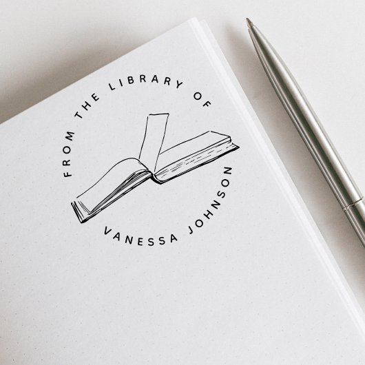 Tampon Auto-encreur Nom Personnalisé Classique De La Bibliothèque Du L