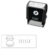 Tampon Auto-encreur Nom personnalisé des enfants Doodle chats (En situation)